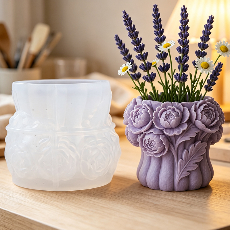 3D Printing Pot - 3D Gül Çiçek Vazosu Silikon Kalıp