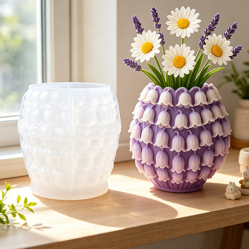 3D Printing Pot - 3D İnci Çiçeği Vazo Silikon Kalıbı