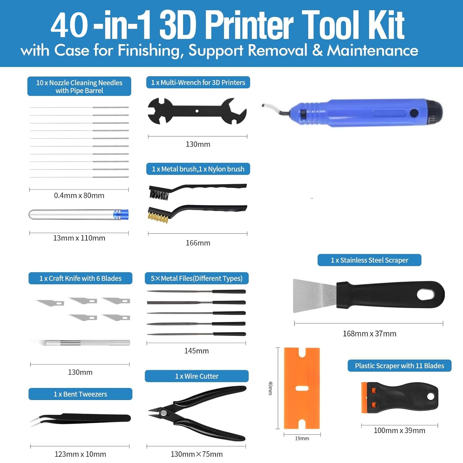 40 adet 3D yazıcı aletleri, ka - 3D Printing File Free incelemesi ve fiyatı